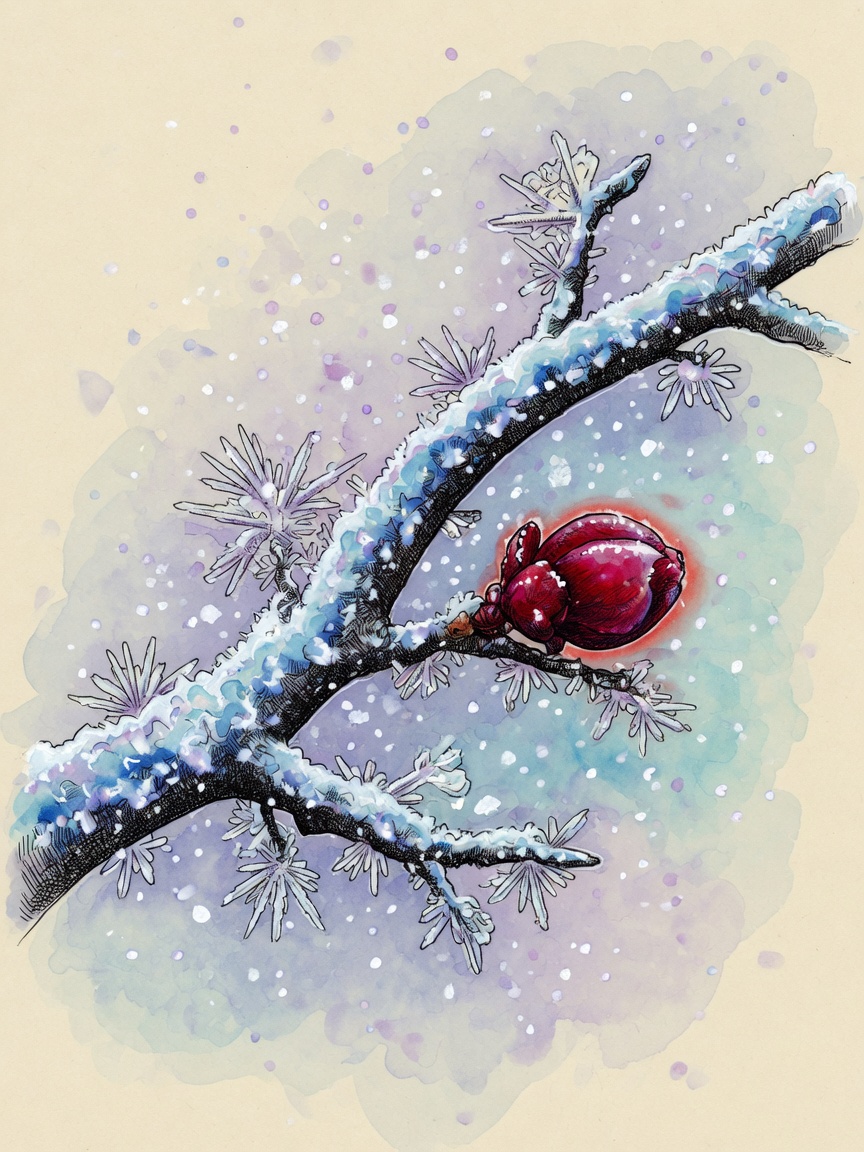Bare winter branch with a single dormant bud